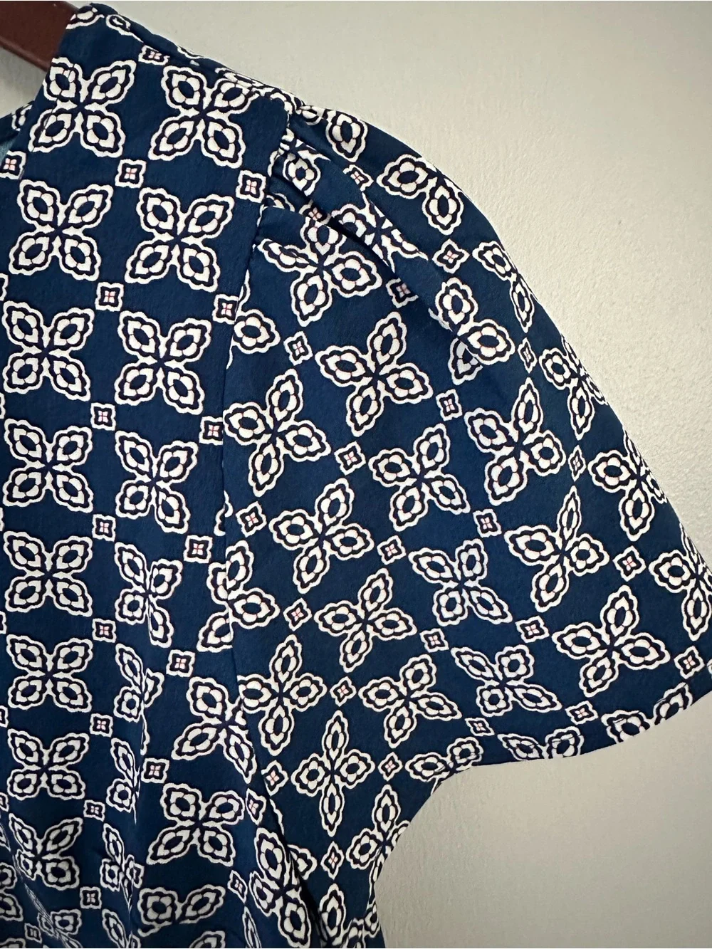 J. Crew Navy Geometric Printed Short-Sleeve Top